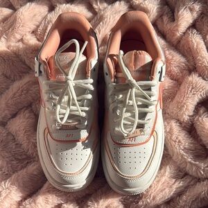 Nike Women's Air Force 1 Shadow Sneakers - White and Pink Quartz